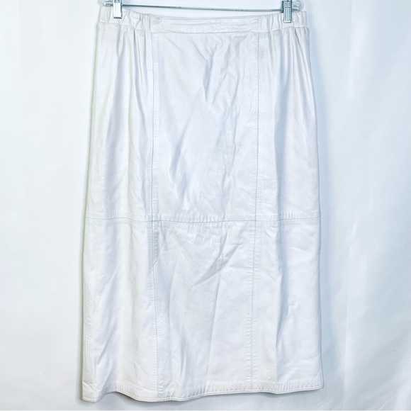 Bettina Dresses & Skirts - Vintage Bettina White Long Lined Leather Skirt Size 16